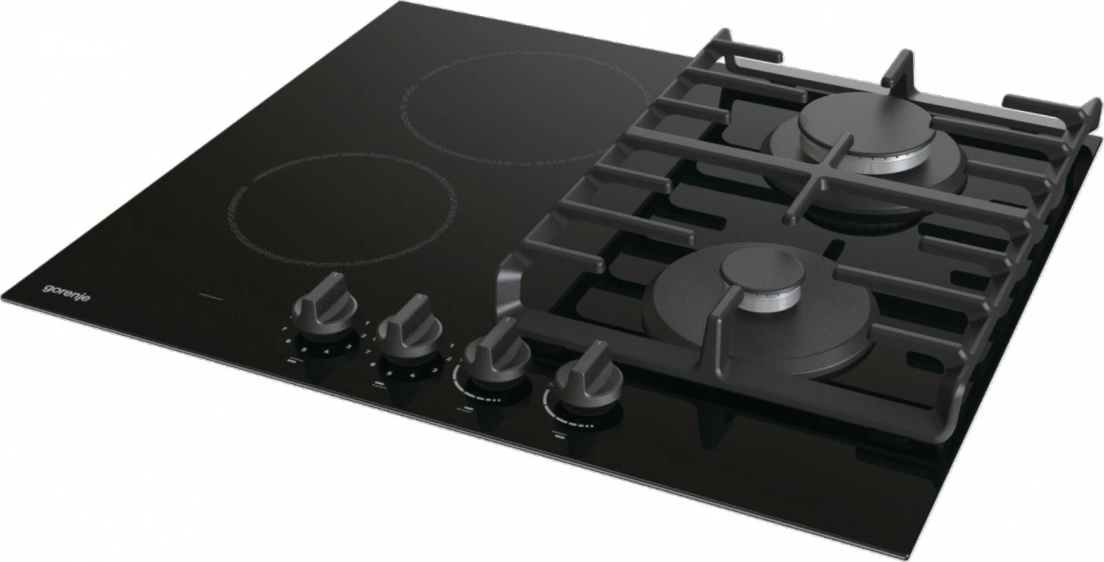 Kombinirana kuhalna plošča GCE691BSC, Gorenje, plin-keramika, 4 zone, črna