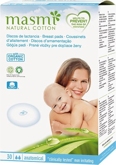 Jastvečki za dojenje Masmi Organic Cotton za ženske, 30 kosov