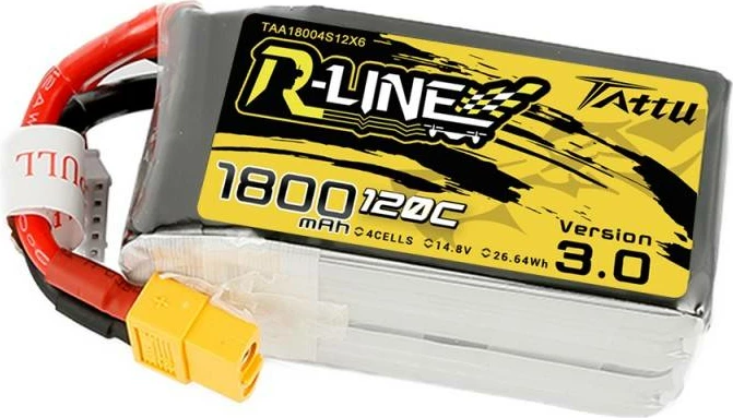 LiPo baterija 1800mAh, 14,8V, 120C, XT60, Tattu R-Line Version 3.0