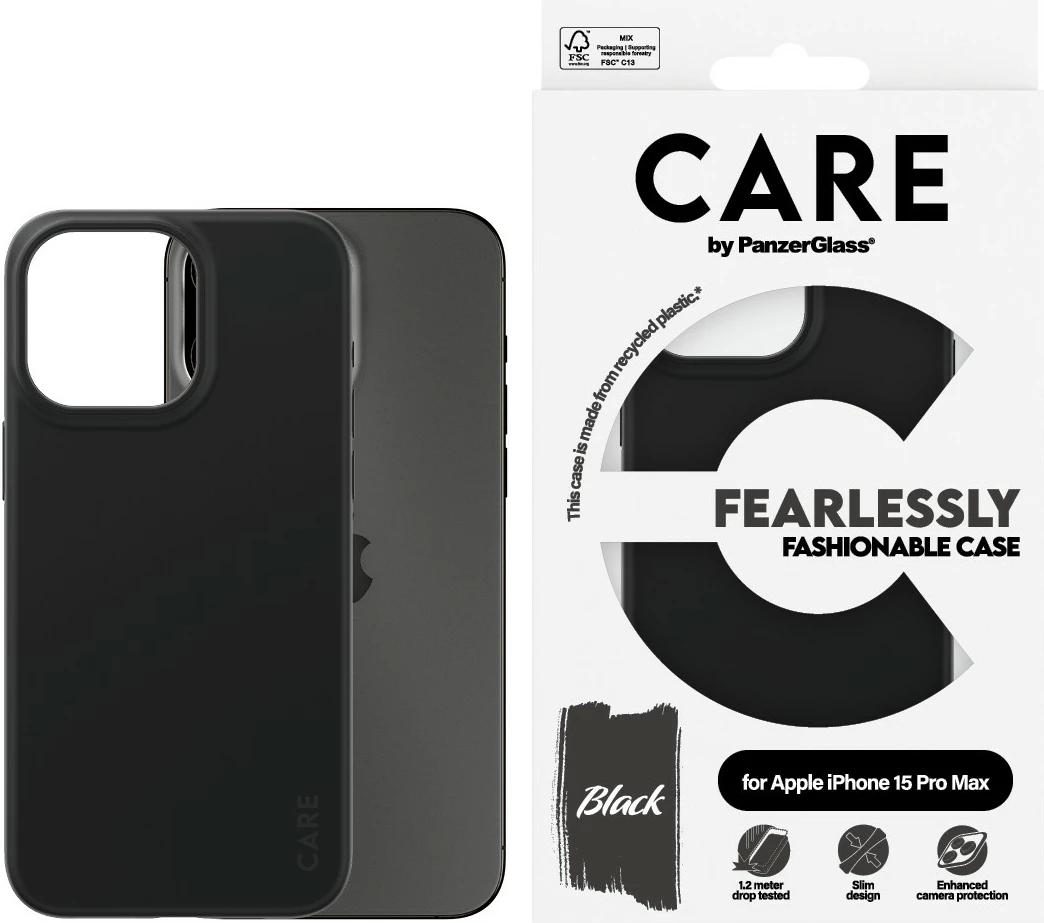 Zaščitni ovitek PanzerGlass CARE Case, iPhone 15 Pro Max, črn