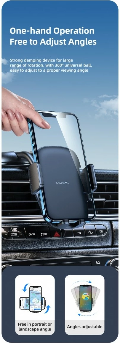 Držalo za telefon za avto USAMS US-ZJ063, črno