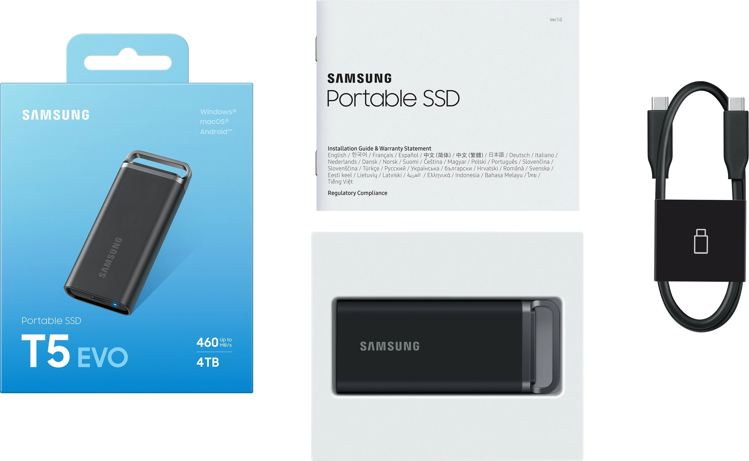 Zunanji SSD, 4 TB, USB 3.2 Gen 1, črn Samsung MU-PH4T0S