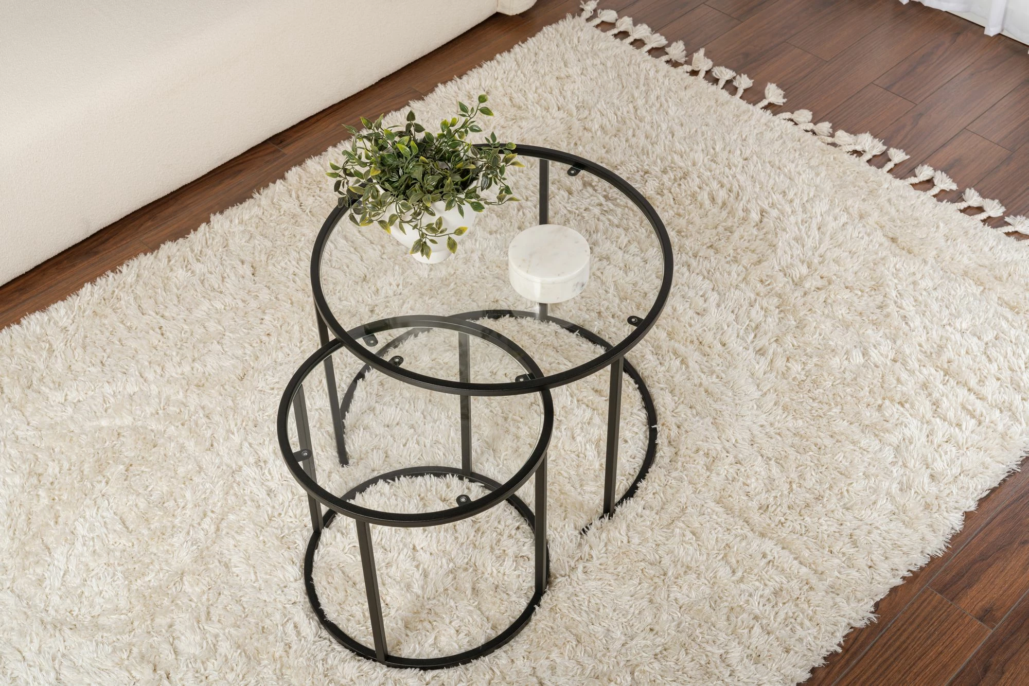 Set kavnih miz Nordure Aurum, 60 x 42 cm, črn in prozoren