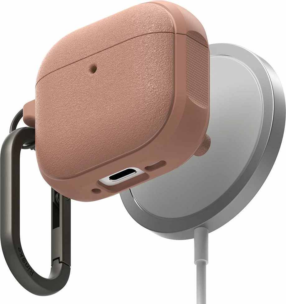Ovitek z MagSafe za Apple AirPods 4, Ringke Onyx, svetlo rdeč, s karabinom