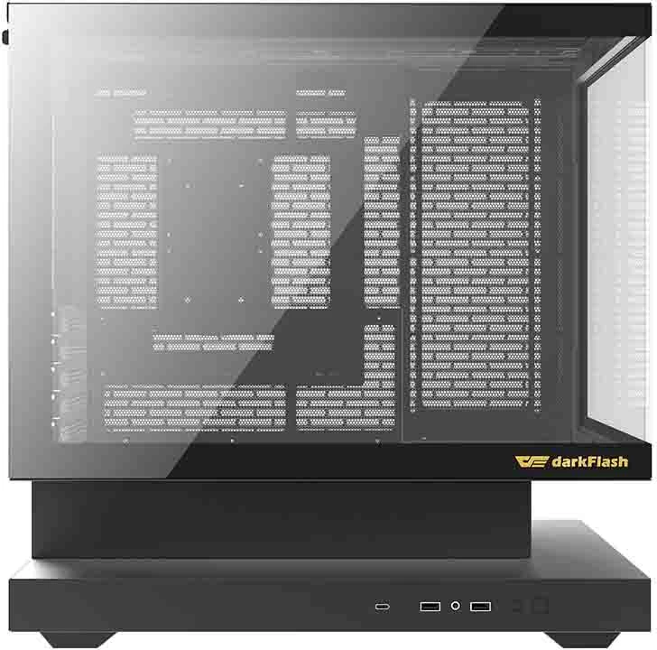 Računalniško ohišje Darkflash F1, midi tower M-ATX/ITX, kaljeno steklo, 6 ventilatorjev ARGB, črno, komplet