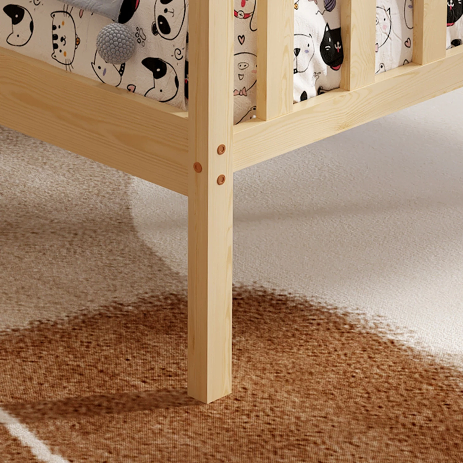 Postelja GIMLY FH675.01 iz masivnega borovega lesa v naravni barvi za vzmetnico 190x90 cm