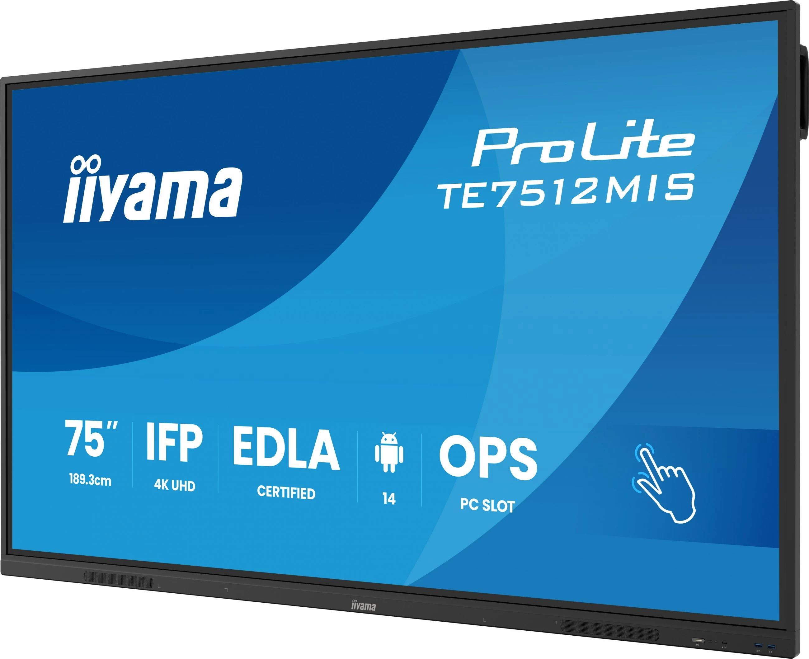 Interaktivni zaslon na dotik 75" 4K UHD, iiyama ProLite TE7512MIS, črn