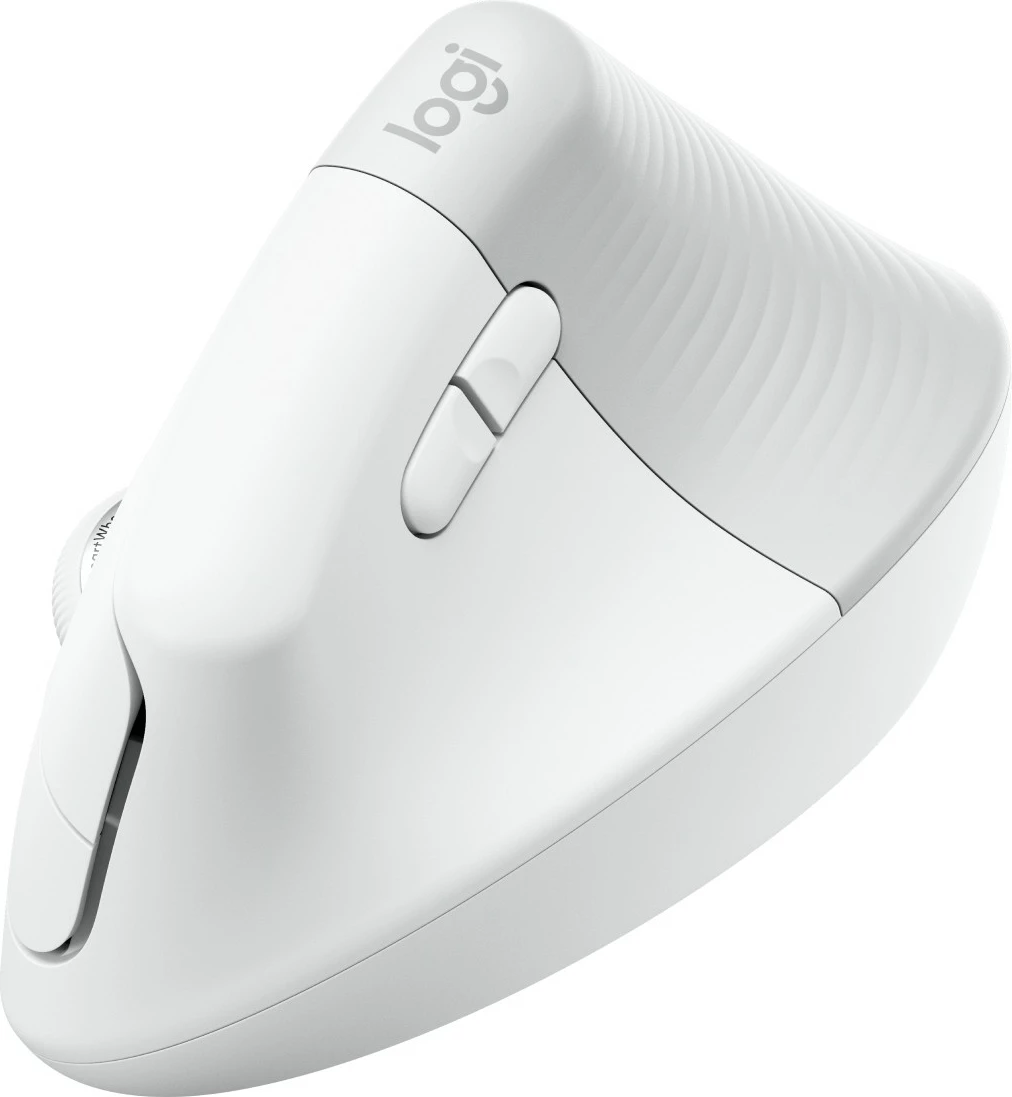 Ergonomski vertikalni miš Logitech Lift za poslovno rabo, 6 gumbov, brezžična, Bluetooth, Bolt USB, bela