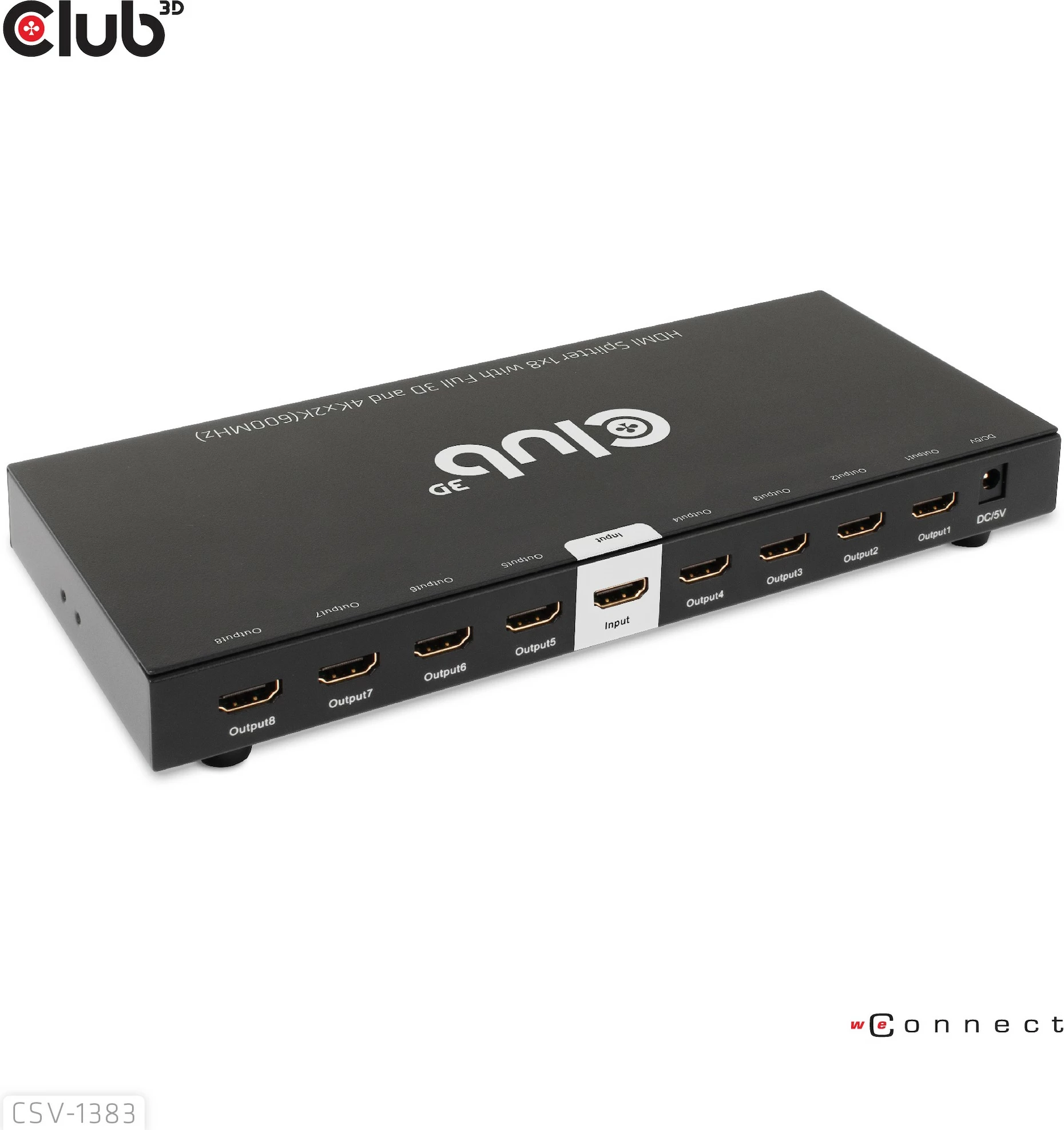 HDMI razdelilec Club3D CSV-1383, 8 izhodov, 4K60Hz, črn