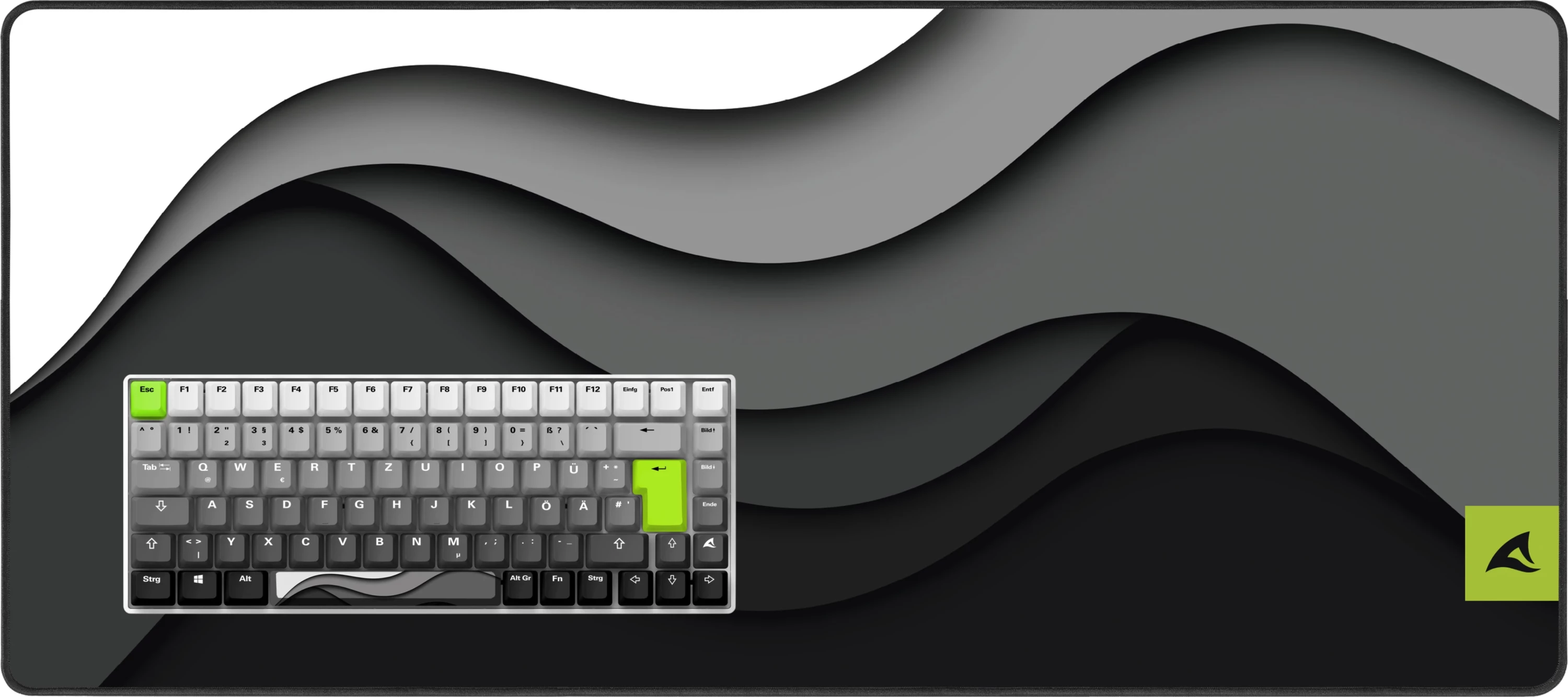 Mekančna tipkovnica in velik podloga za miško Sharkoon SKILLER SGK50 S3, siva/neon zelena