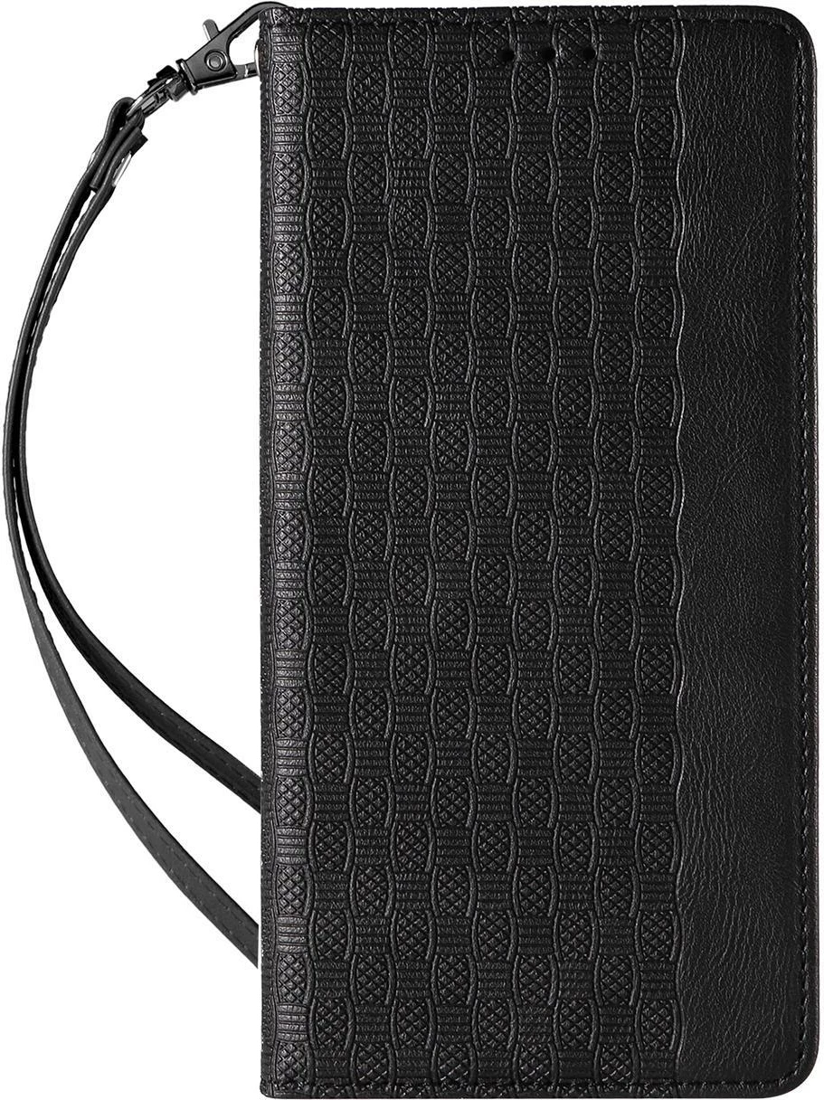 Ovitek za telefon z magnetnim zapiranjem, denarnico in paščkom za zapestje, za iPhone 12 Pro, Hurtel, črn