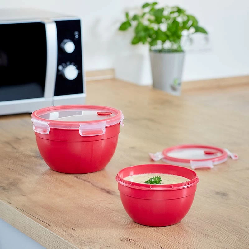 Posoda za mikrovalovno pečico Emsa Clip & Micro N10605, plastika, z ventilom, rdeča