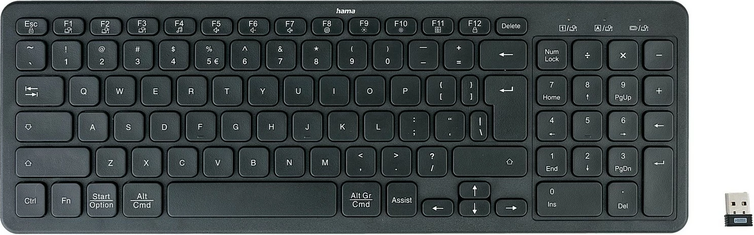 Brezžična večnapravna tipkovnica Hama WK-300, črna