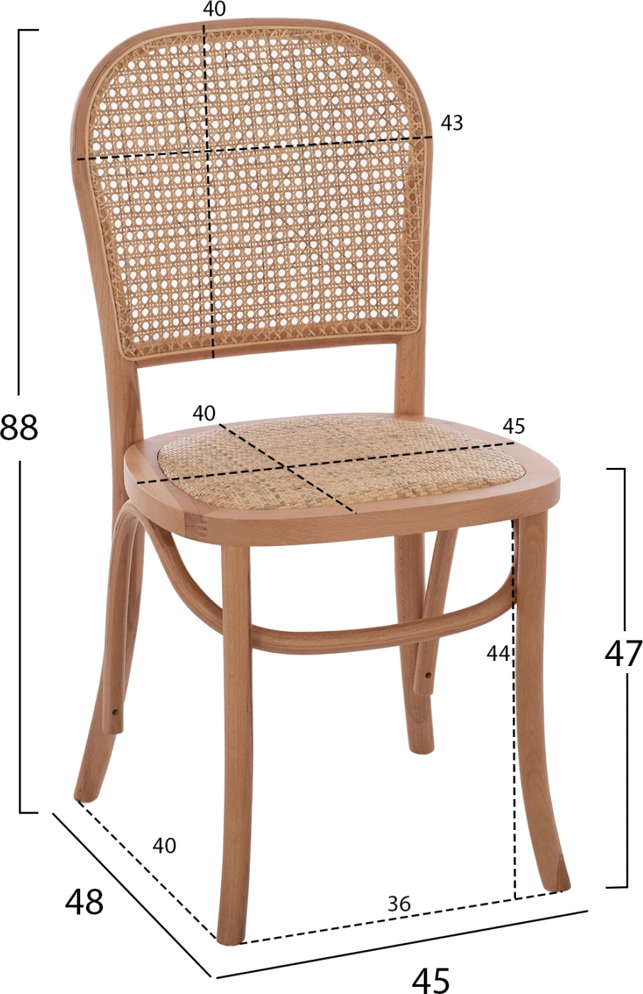 Profesionalni stol SLOAN iz bukovega lesa z perforiranim naslonom FH8915.21 naravni 45x48x88Hcm
