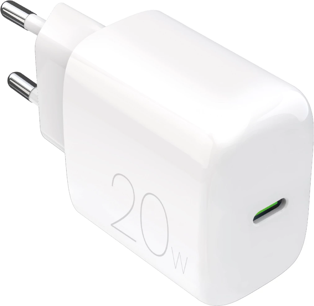Stenski polnilec Puro PROLITE 20W, USB-C, bel