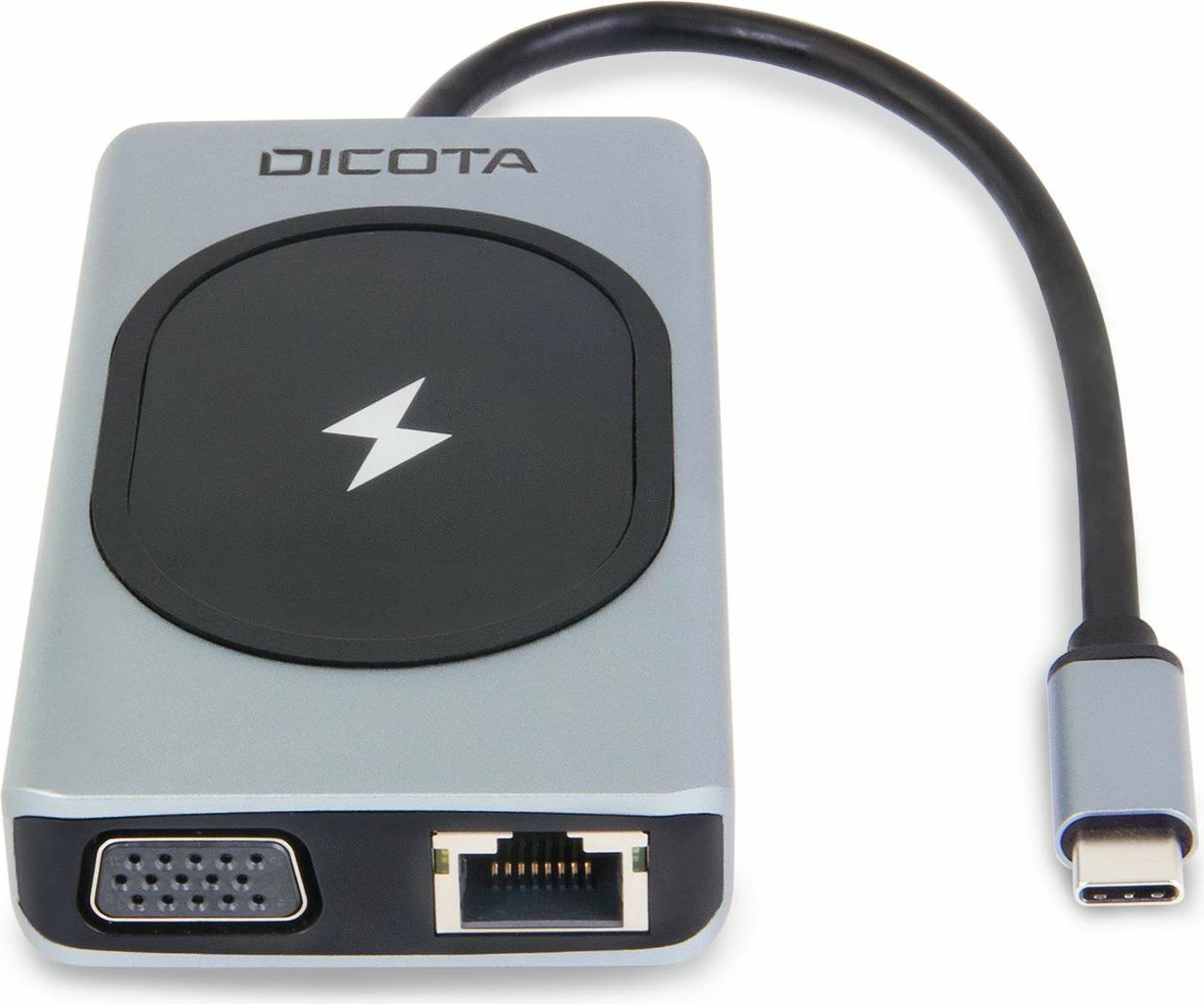 Docking postaja DICOTA D32059, USB-C, HDMI, RJ-45, USB 4 Type-A, VGA, SD/MicroSD, 100W, črno/srebrna