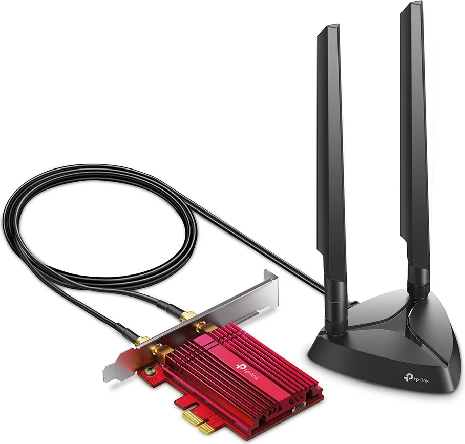 Wi-Fi 6E in Bluetooth PCIe adapter TP-Link AXE5400, črn, rdeč
