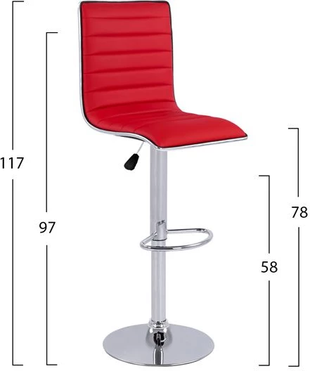 Barski stol Nexus z dvižnim plinom & rdečim PU FH209.04 40x47.5x115cm, set 2 kosov