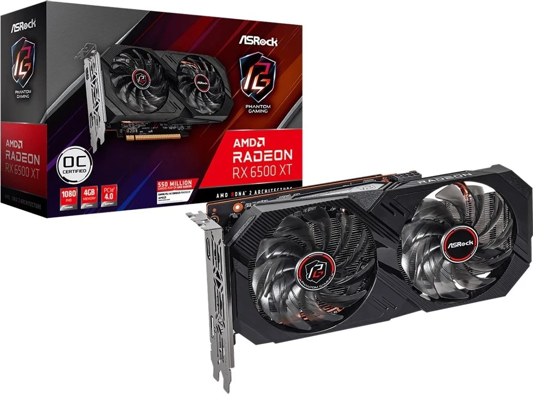 Grafična kartica Asrock AMD Radeon RX 6500 XT Phantom Gaming D, 4 GB GDDR6