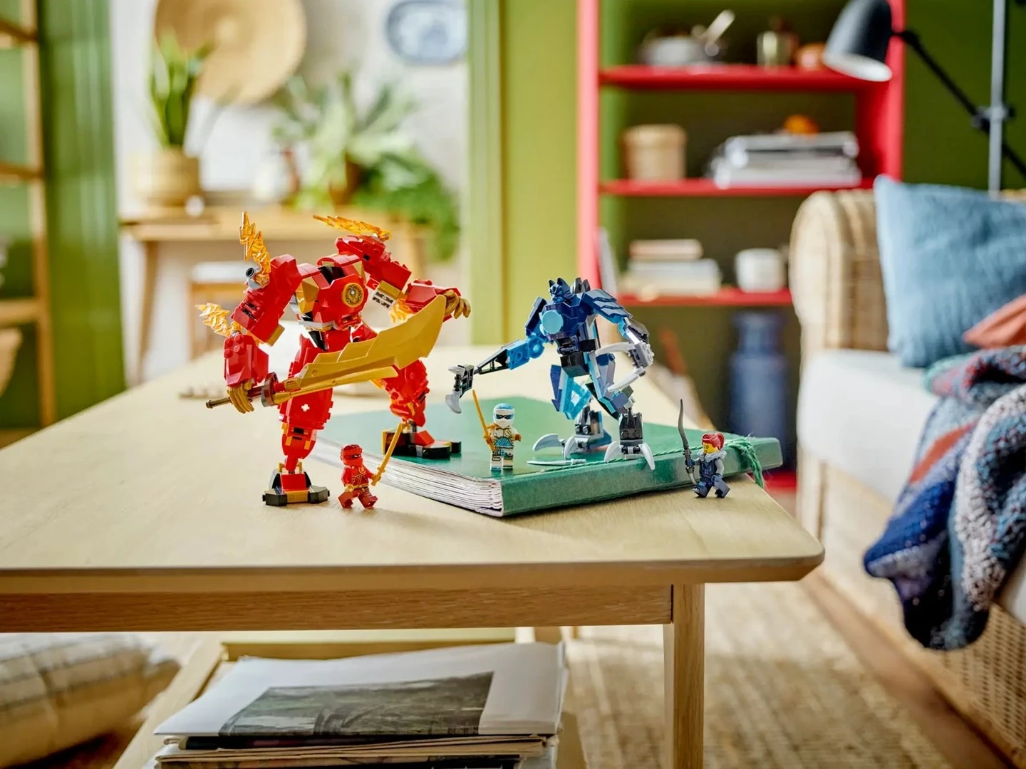 Elementalni ognjeni mech Kai, LEGO NINJAGO 71808, 4 minifigure, rdeč
