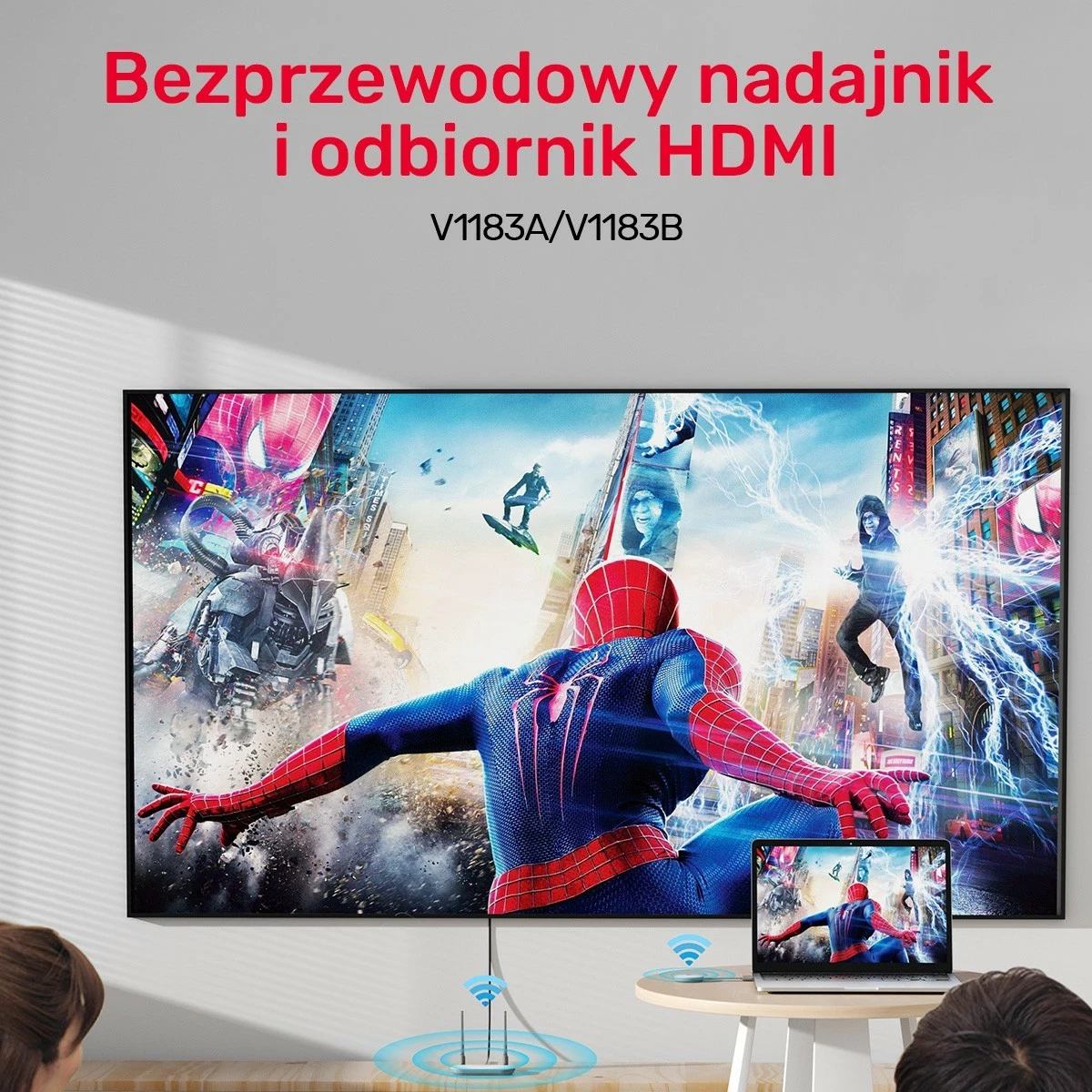Brezžični HDMI predajnik Unitek, 4K, bel