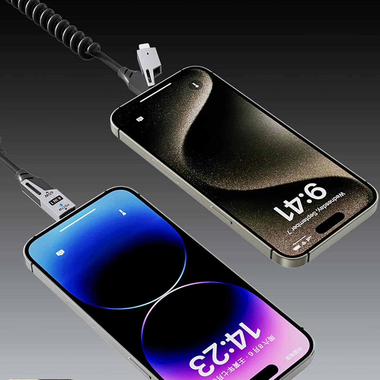 Kabel 4-v-1, 1,5 m, 65W, USB-A/USB-C na Lightning/USB-C Dudao L20 Pro, črn