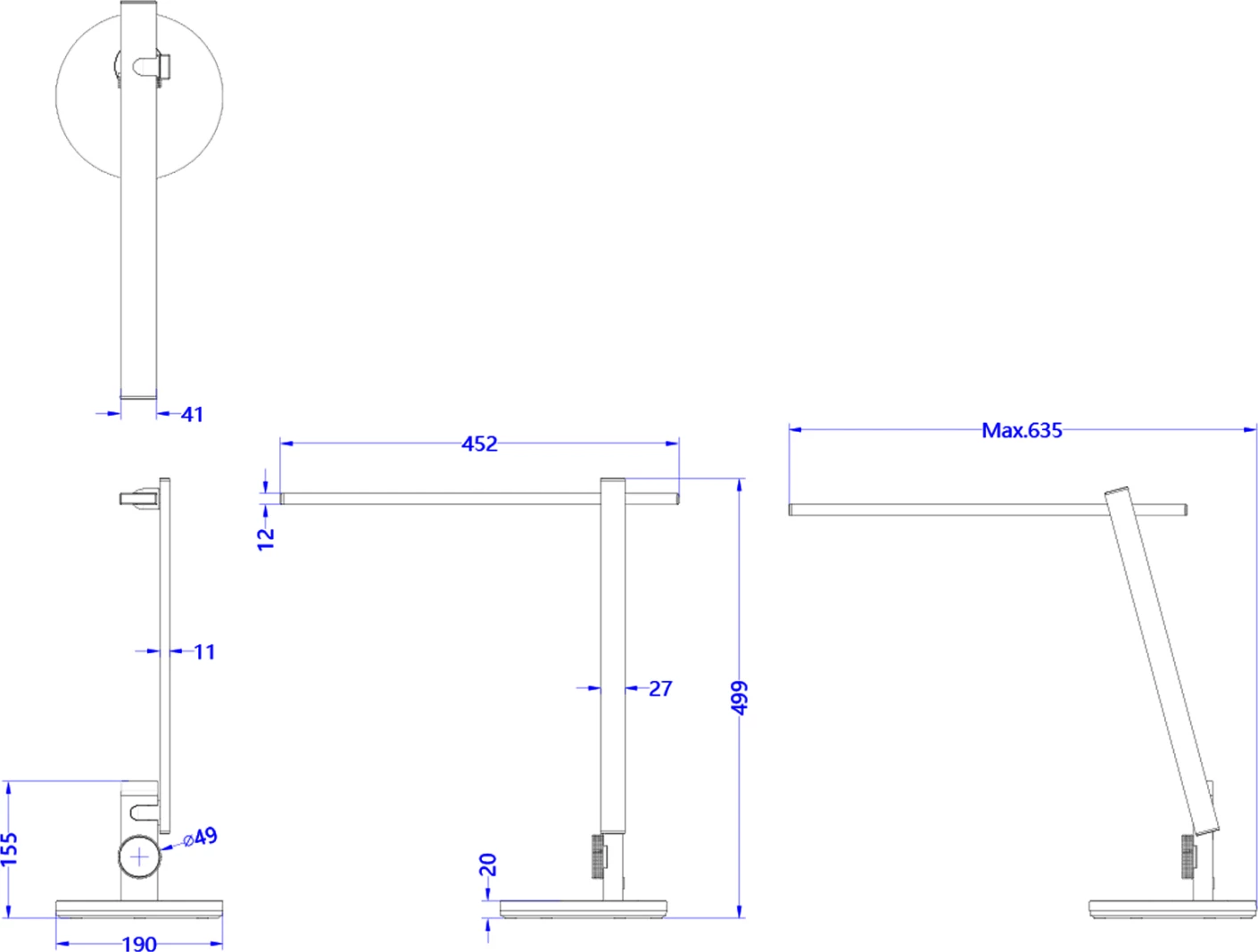 Profesionalna namizna svetilka LED BLAIN PRO FH4445.07 kovinsko siva barva Φ19x49,9Hcm