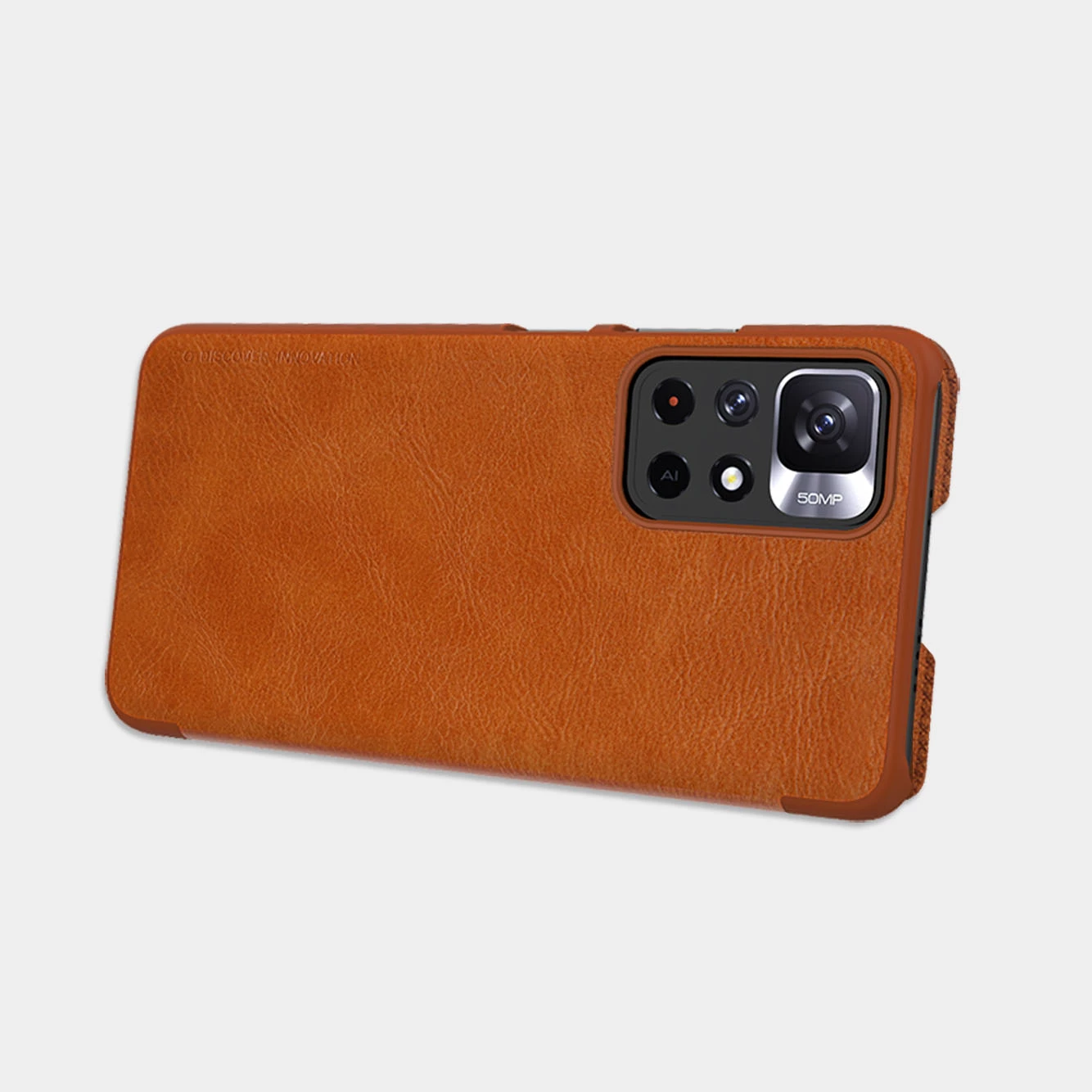 Ovitek za telefon Nillkin Qin Case za Xiaomi Redmi Note 11T 5G / Note 11S 5G / Note 11 5G (China) / Poco M4 Pro 5G, rjav