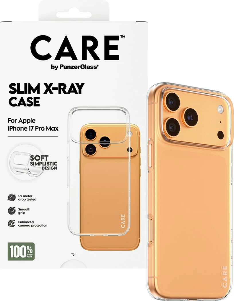 Ovitek za telefon PanzerGlass CARE fashionable X-Ray Soft Basic za iPhone 17 Pro Max, prozoren