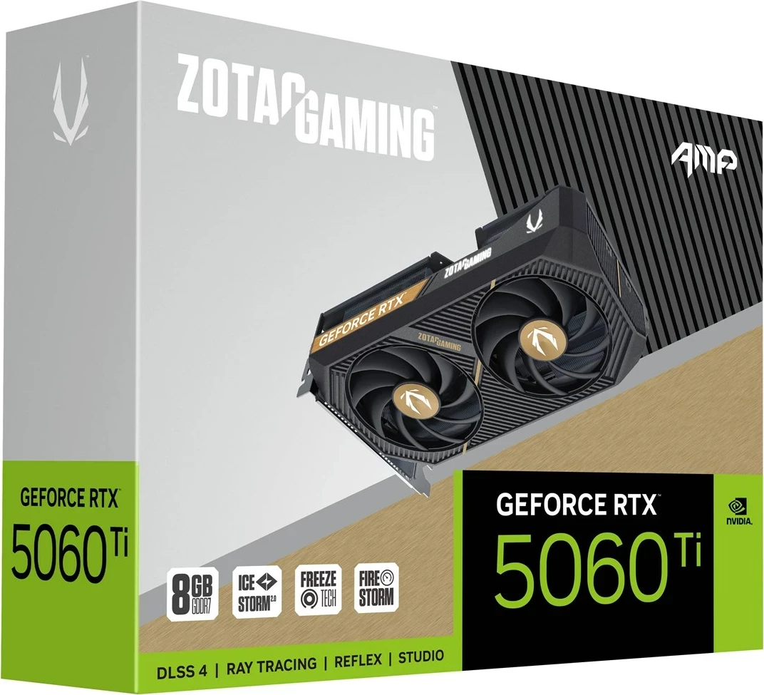 Grafična kartica ZOTAC GAMING GeForce RTX 5060 Ti AMP, 8 GB GDDR7, bela