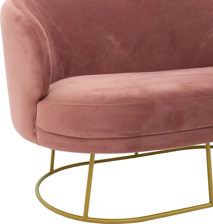 Dvosed z dvema sedežema Rony, žamet rjavkasto marelična, zlato kovinsko, 132x82x83 cm