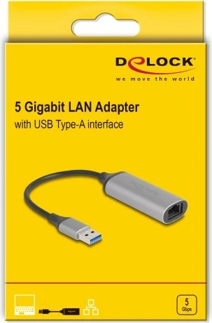 Adapter USB v RJ-45 DeLOCK 81571, 0,15 m, antracit