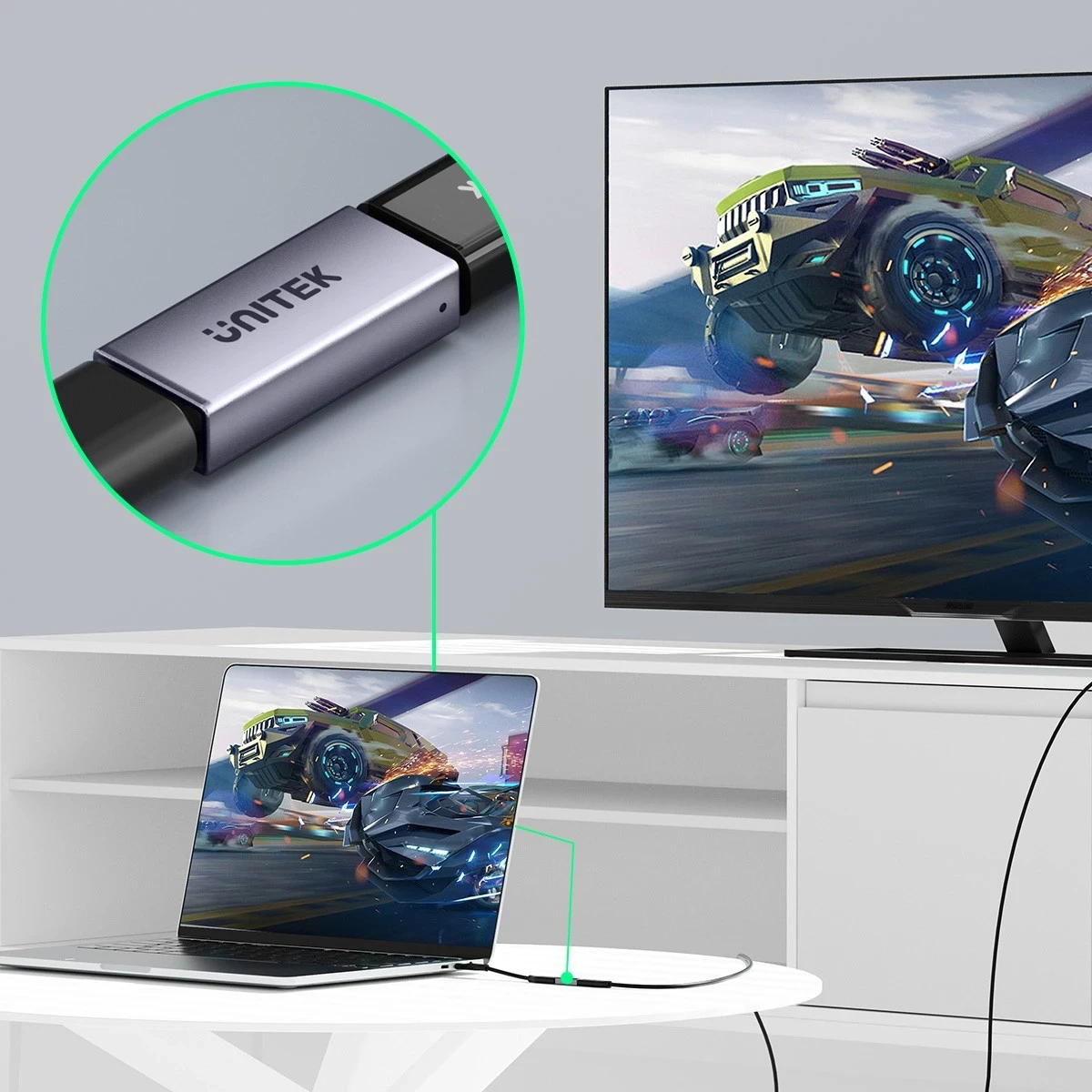 Kabel za povezavo USB-C na USB-C, 8K 40Gbps 240W, srebrn - Unitek