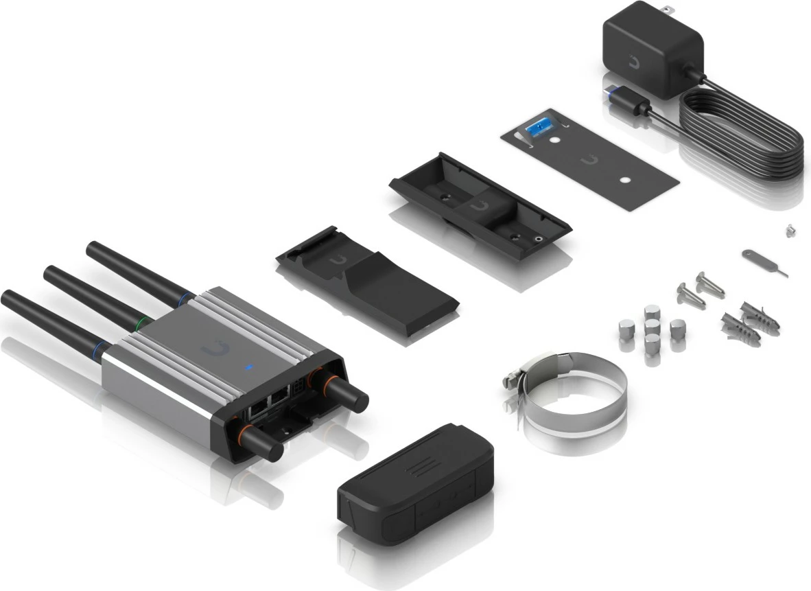 Industrijski mobilni usmerjevalnik z LTE Cat 4, WiFi, GPS, PoE Ubiquiti UniFi UMR-Industrial, črno-siv