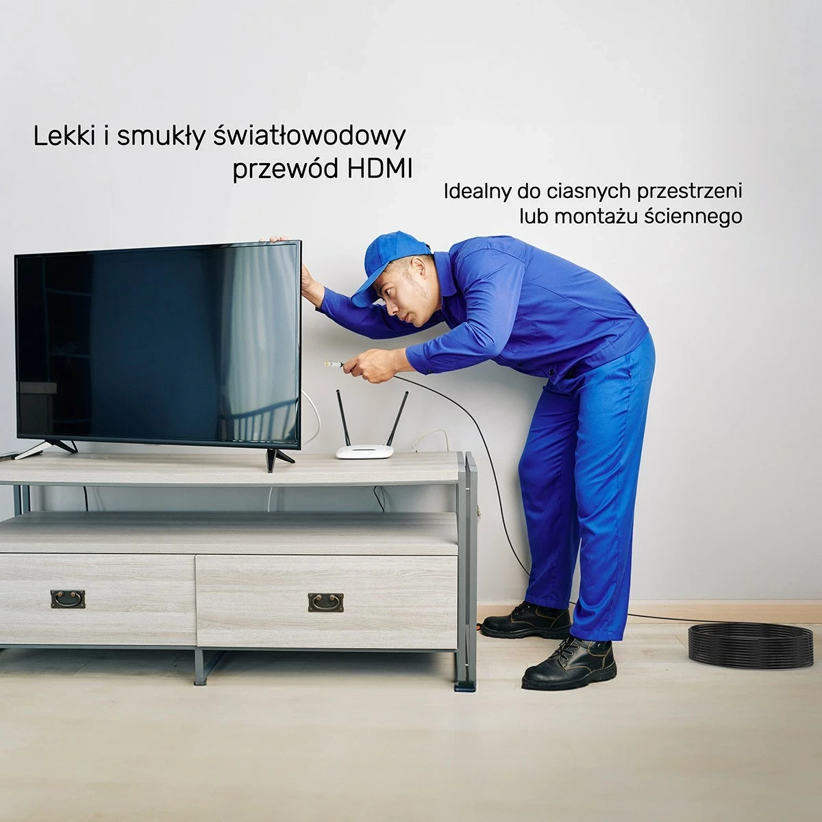 Optični HDMI kabel Unitek 2.0 AOC 4K 60Hz 60 m, srebrno-črn