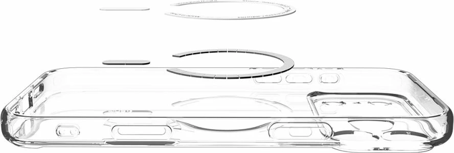 Ovitek za pametni telefon iPhone 17 Pro Spigen Ultra Hybrid MagSafe, TPU+PC, z vgrajenim magnetnim obročem, prosojno zlata