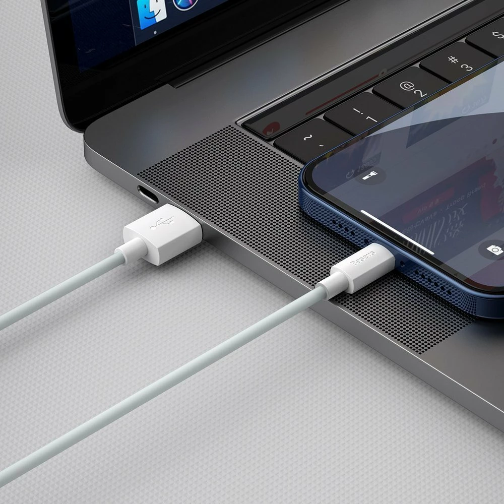 USB–Lightning kabel, 1,5 m, komplet 2 kosa, Baseus TZCALZJ-02, bela