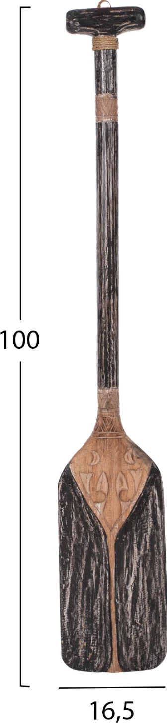 Stenska dekoracija FH7709.03 iz masivnega albasia lesa črna 16,5x100cm