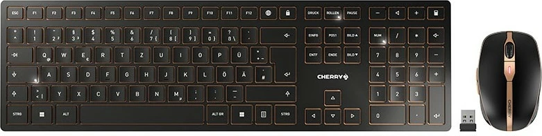 Set brezžične tipkovnice in miške CHERRY DW 9100 SLIM, RF + Bluetooth, QWERTZ, črn
