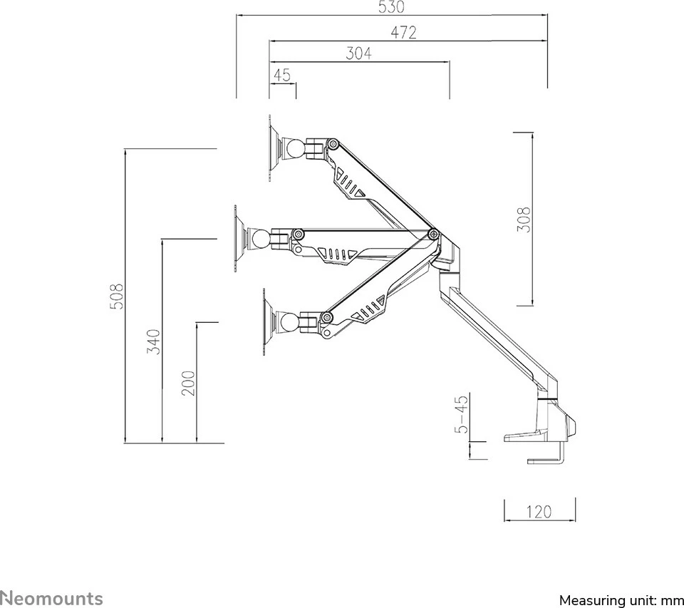 Krmilni nosilec za monitor, Neomounts Newstar FPMA-D750DBLACK2, 8 kg, 32", črn