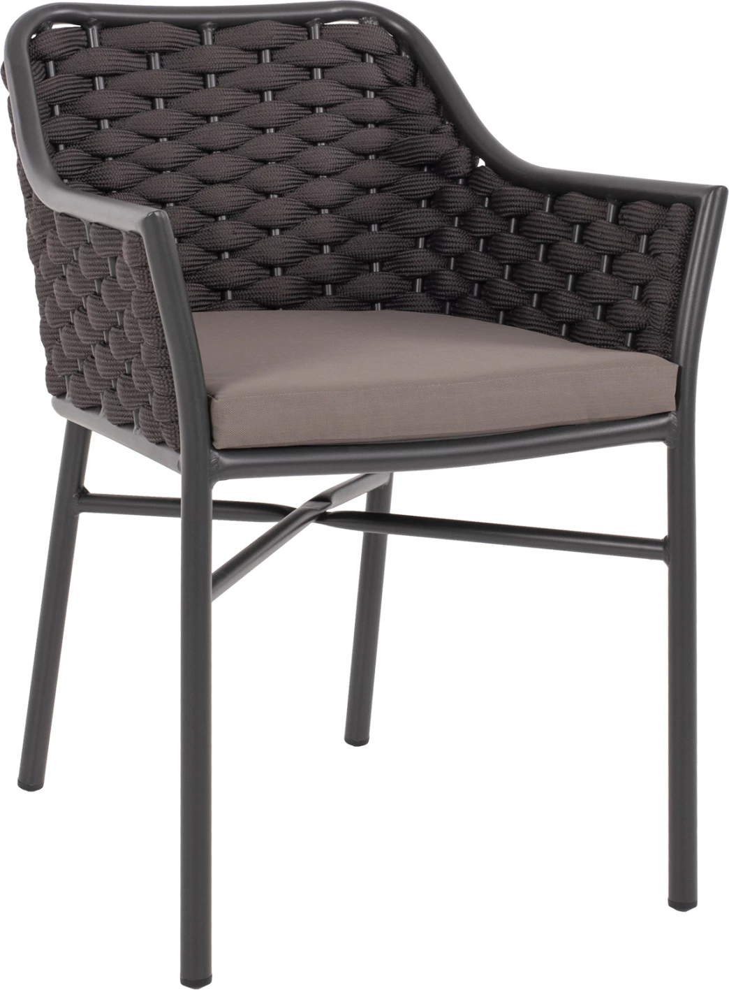 Aluminijasti naslanjač FH5858.01 z vrvjo - siva barva 56x58x76H cm