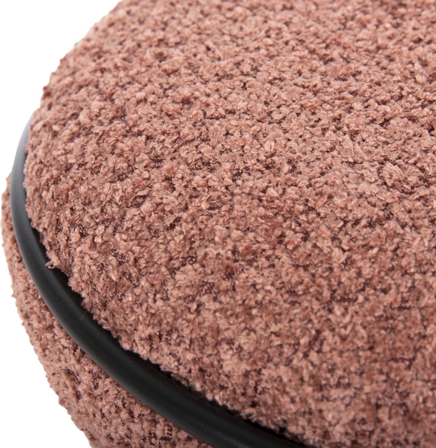 Okrogli stol LINNER FH9604.02 iz boucle tkanine roza-črna podrobnost D38x44 cm