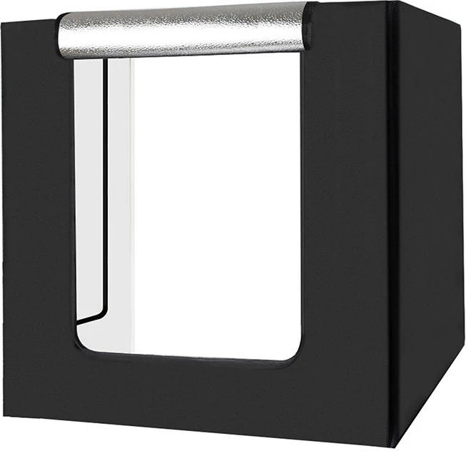 Šotor brez senc, 80x80x80 cm, 156 LED, 8500 lm, 5500K, z ozadji in torbo — Puluz PU5080EU, črn