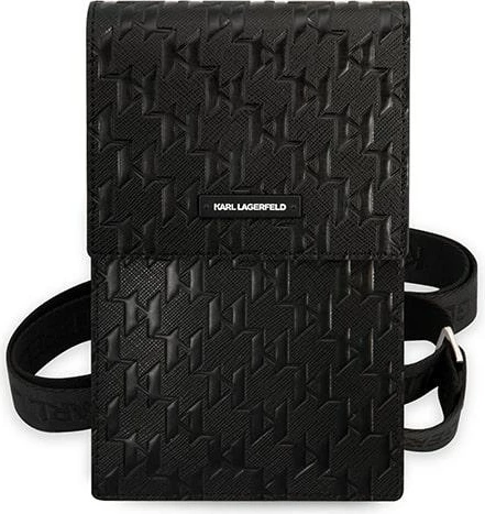 Torbica za telefon Karl Lagerfeld Monogram Plate, črna
