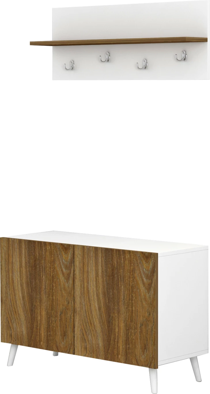 Komplet pohištva za predsobo DELPHINE FH8876.11 melamin v beli-naravni les 80x31,3x41,5Hcm