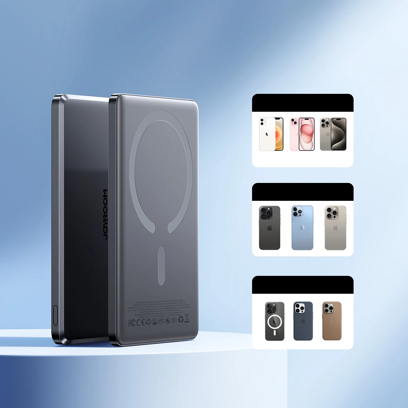 Prenosna baterija Joyroom JR-PBM08 5000 mAh 20W z brezžičnim polnjenjem MagSafe/Qi, siva