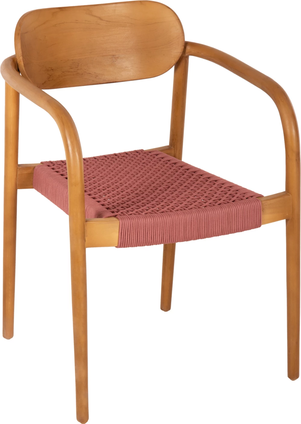 Fotelj OSLO FH9636.06 iz tikovine v naravni barvi in roza vrvi 55x54x80Hcm