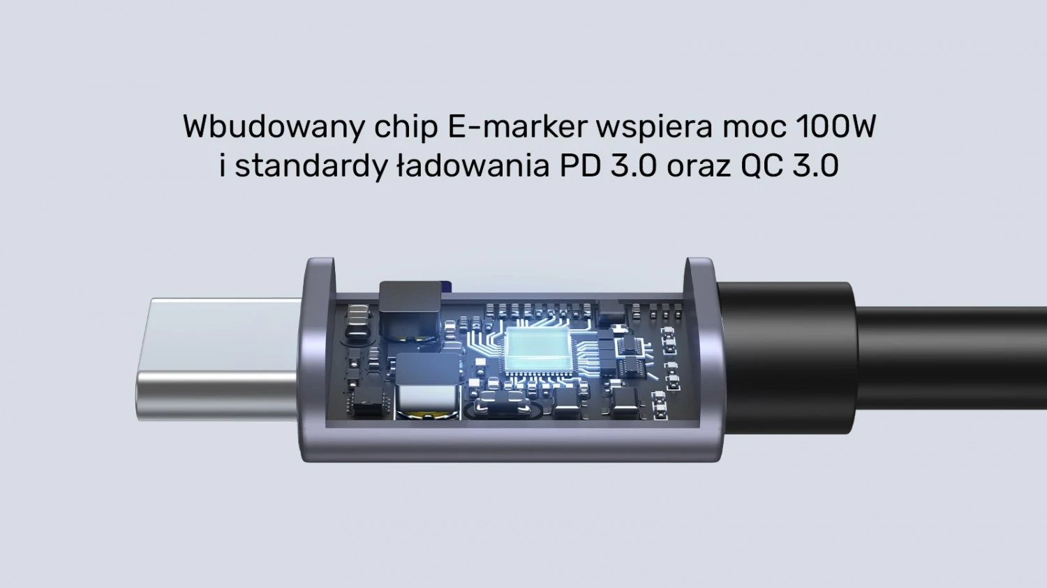 Kabel USB-C z 90° kotom PD 100W 0,5 m, črno-siv - Unitek