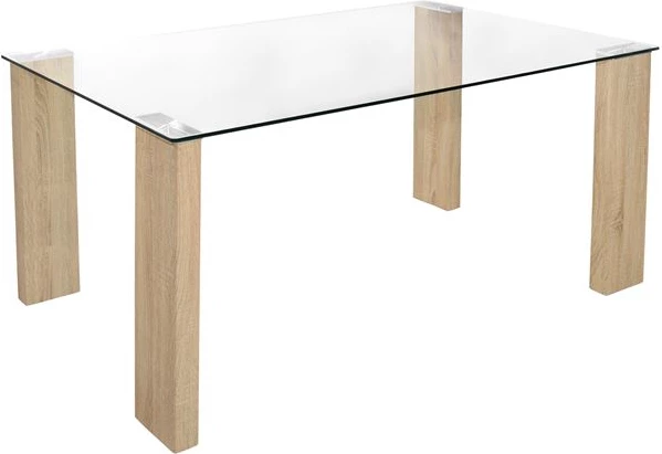 Jedilna miza Morgan 140x80x75cm FH0083.01 Steklo z lesenimi nogami