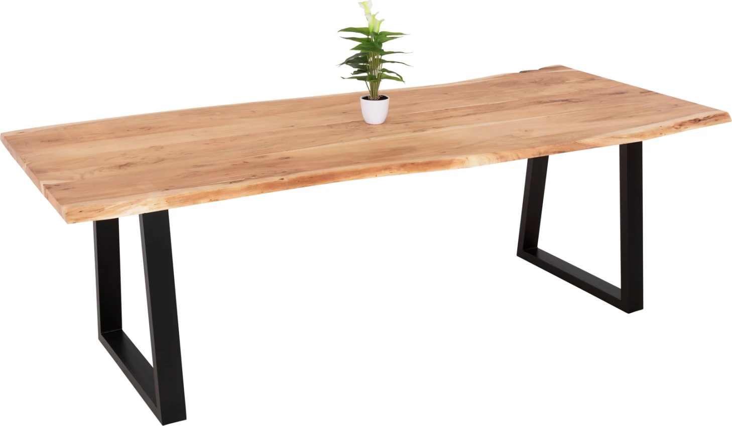 Jedilna miza MONTANA iz masivnega lesa akacije 240x101x78H cm. Debelina mizne plošče 3.5 cm